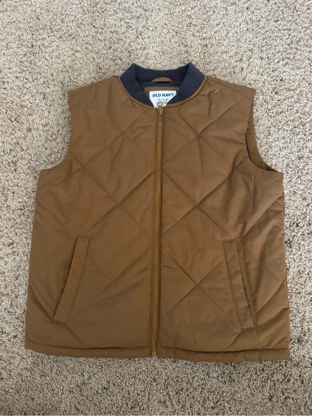 Old Navy Quilted Tan Brown Boys Sleeveless Vest